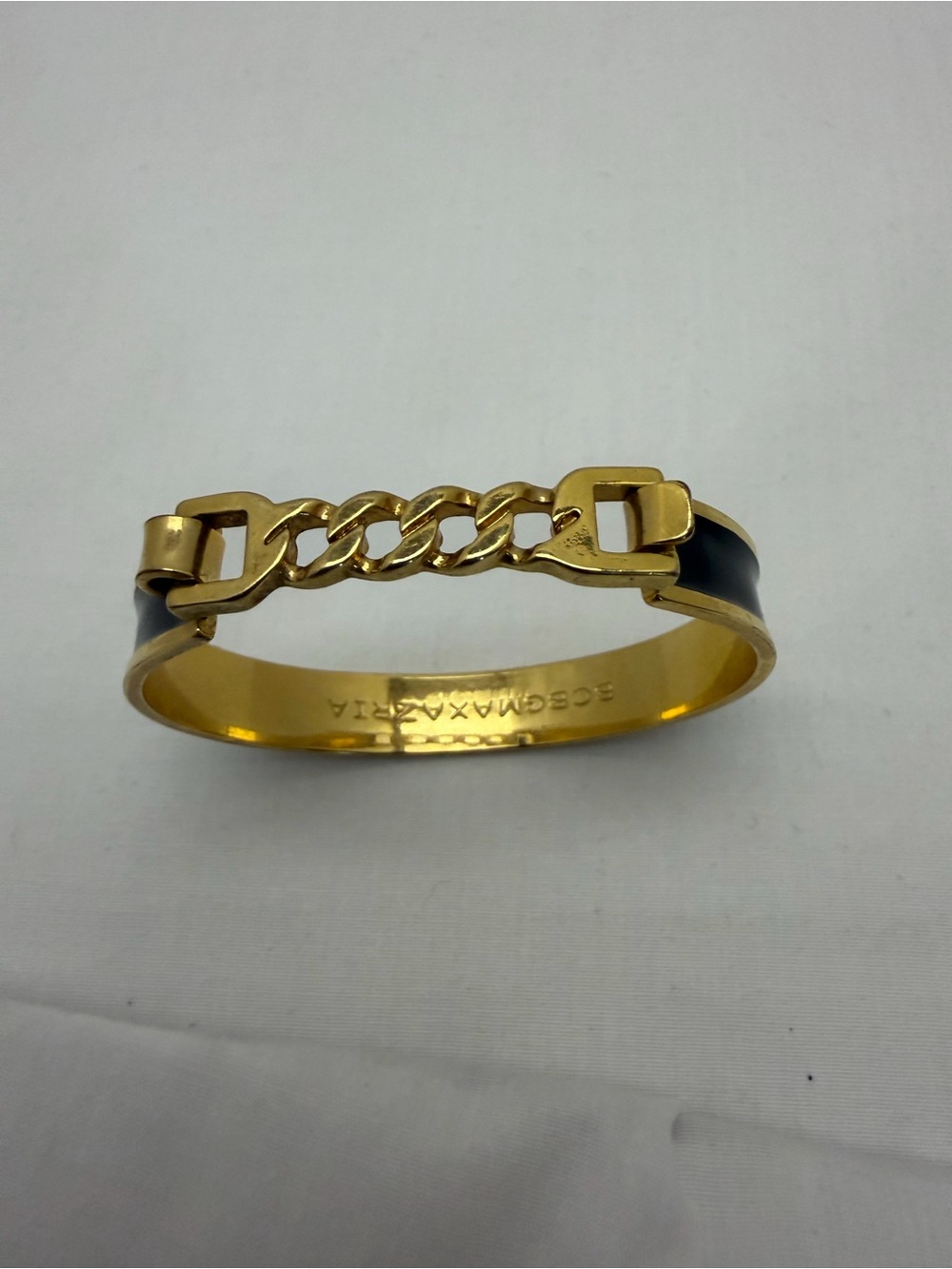 BCBGMaxAzria Gold and Black Chain-Link Bangle Bracelet